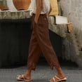 thumbnail image 2 of Axiiglly Women's Capris Pants Casual Loose High Waist Cropped Pants with Pockets Solid Color Holiday Outdoor Trousers S-3XL, 2 of 6
