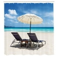 thumbnail image 2 of Ambesonne Landscape Shower Curtain, Beach Chair Umbrella View, 69"Wx70"L, Deep Sky Blue Plum, 2 of 4