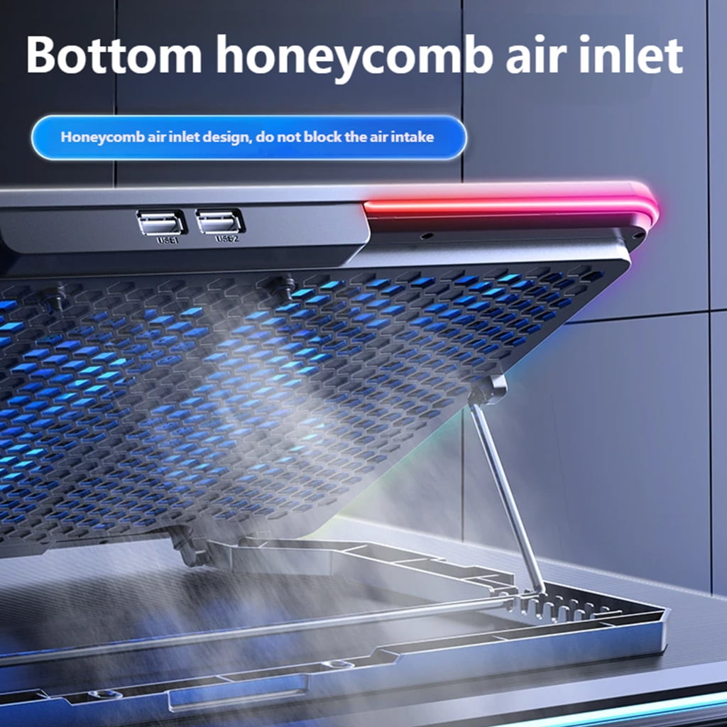 Miiottaa Multiple Speed Adjustable Metal Laptop Coolers Stand Builts In RGBs Lighting System