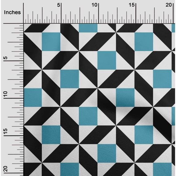 oneOone Cotton Poplin Fabric Triangle|Parallelogram & Square Geometric Print Fabric By Yard 42 Inch Wide