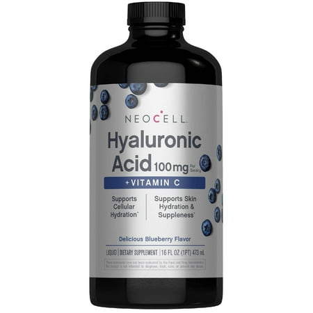 Hyaluronic Acid Liquid with Vitamin C | Blueberry Flavor | 16 Fl Oz | by NeoCell