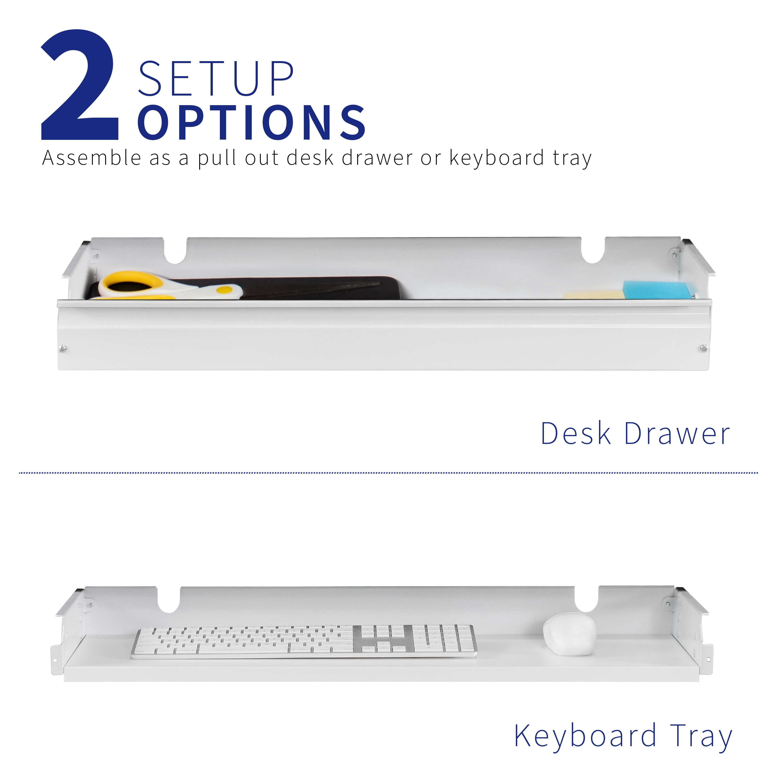 VIVO White Extra Large 33 inch Under Desk Pull Out Storage Drawer for Desk