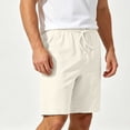 thumbnail image 2 of Men's Summer Beach Shorts Cotton Linen Elastic Waist Casual Shorts Relaxed Fit Lounge Shorts, 2 of 5