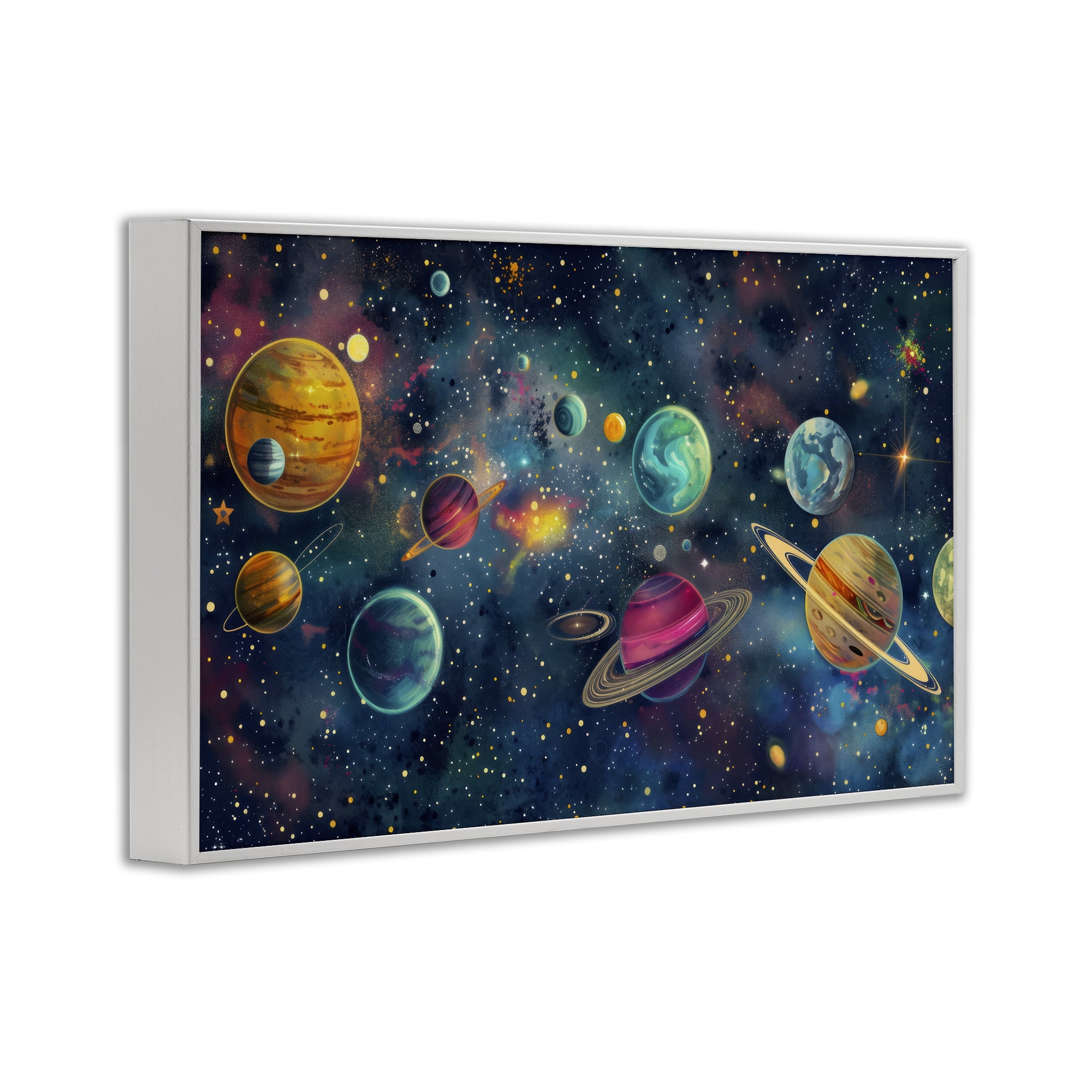 Stupell Industries Celestial Planetary Parade White Framed Giclee Art, design by Creative Studio