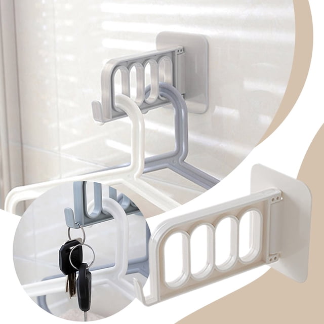 Cqxid Rack Under $5 Multi Functional Folding Sticky Hook Seamless Sticker Plastic Hanger Hook Wall Mounted Clothes Storage Hanger