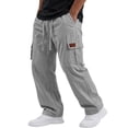thumbnail image 2 of Cotton Linen Cargo Pants for Men Casual Fashion Elastic Waist Drawstring Trousers Summer Relaxed Fit Lightweight Hiking Pants with Pockets Gray XL, 2 of 6