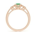 thumbnail image 2 of ANGARA Natural Aeon Emerald Solitaire Milgrain Engagement Ring with Trio Accents in 14K Rose Gold for Women (Size-7x5mm) | May Birthstone, Anniversary, Jewelry Gift for Women | Natural Emerald Ring, 2 of 10