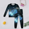 thumbnail image 3 of Hiijoy Toddler Boys Galaxy Pajamas Space Star Printed Home Wear Long Sleeve Top Pants Suit, 3 of 3