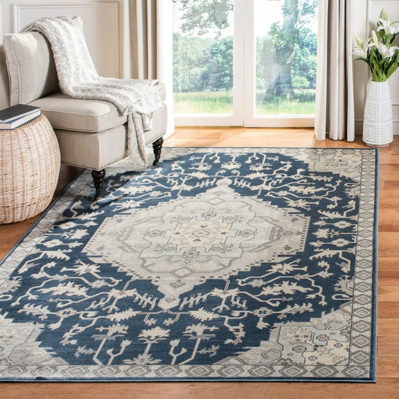 SAFAVIEH Vintage Sloane Geometric Oriental Area Rug, Slate/Blue, 8' x 10'