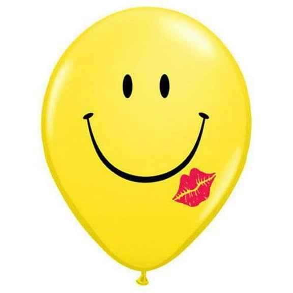 LOONBALLOON Smile Balloons, 11″ A SMILE & A KISS - YELLOW