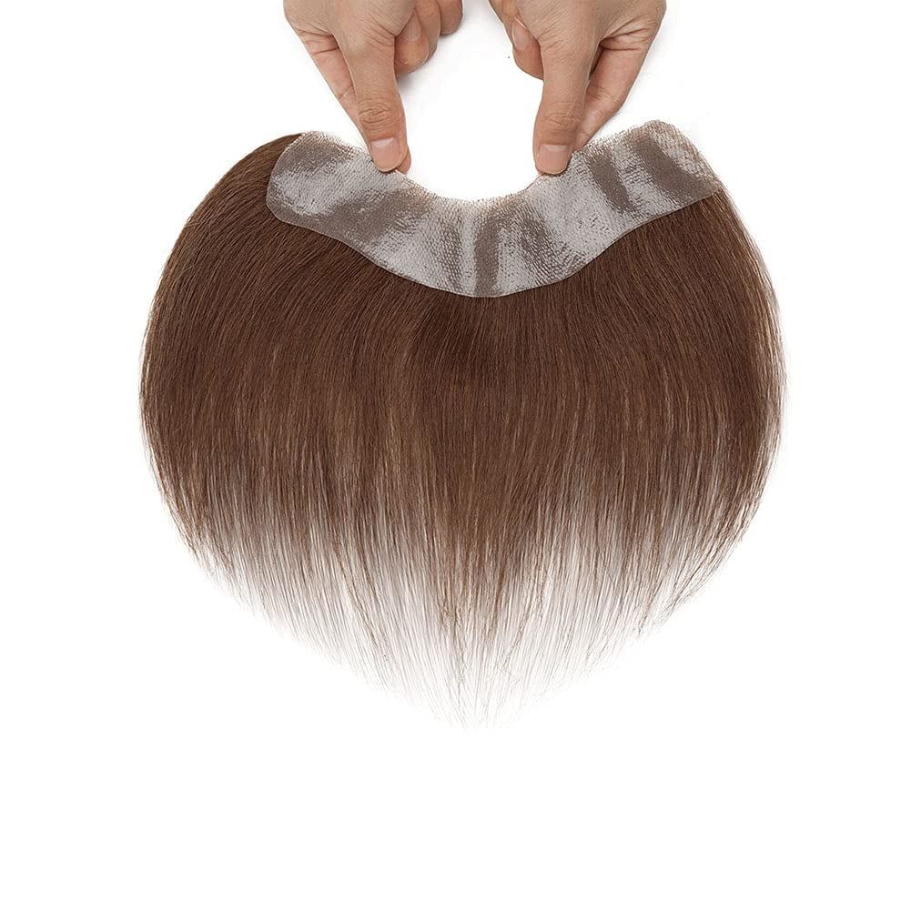 V-Shape Forehead Hairline Toupee for Men Human Hair Top Hairpieces PU Thin Skin Front Topper Free Part Frontal Cover Hair Piece Replacement System Wig 6 Inch Medium Brown Base Size V-Shape Forehead Hairline Toupee for Men Human Hair Top Hairpieces PU Thin Skin Front Topper Free Part Frontal Cover Hair Piece Replacement System Wig 6 Inch Medium Brown Base Size