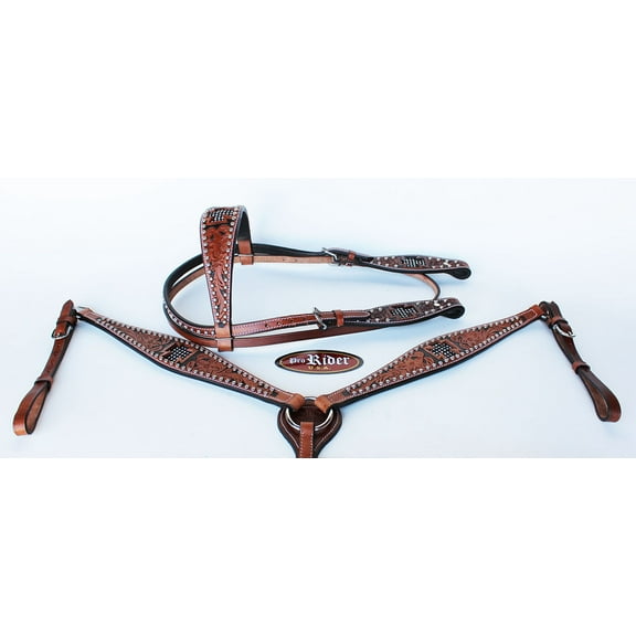 Show Tack Bridle Western Leather Rodeo Headstall Breast Collar 85106