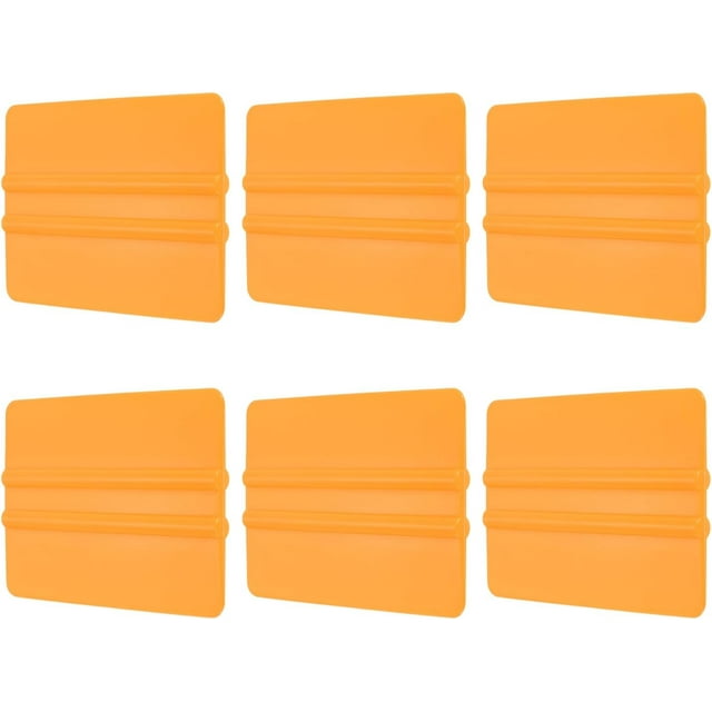HARFINGTON 6pcs Vinyl Squeegee, Vinyl Wrap Decal Squeegee Tool, 4-Inch Car Vinyl Film Scraper Plastic Squeegee for Car Wrap, Sign Making, Window, Yellow, Rectangle
