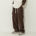 thumbnail image 5 of APEXFWDT Mens Corduroy Cargo Pants Vintage Straight Fit Jogger Pant Casual Work Lounge Trousers Drawstring Waist Baggy Cargo Pants, 5 of 8