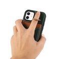 thumbnail image 3 of Wallet Back Case for iPhone 11 with Wrist Strap, Stylish Magnetic Card Holder Finger Ring Kickstand PU Leather Lanyard Shockproof Slim Phone Case Cover for iPhone 11, Green, 3 of 7