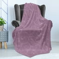 thumbnail image 4 of Hipster Soft Flannel Fleece Blanket, Hand Drawing Style Curly Lines Forming Spiral Shapes Retro Style Abstract Ornament, Cozy Plush for Indoor and Outdoor Use, 50" x 60", Purple Grey, by Ambesonne, 4 of 5