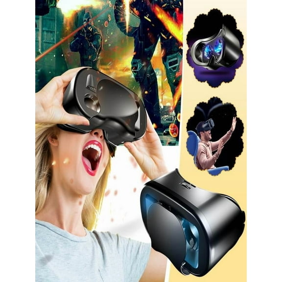 COM1950s Vr Headset for Phones Virtual Reality Glasses with Wireless Headset Goggles for Max Movies and Games