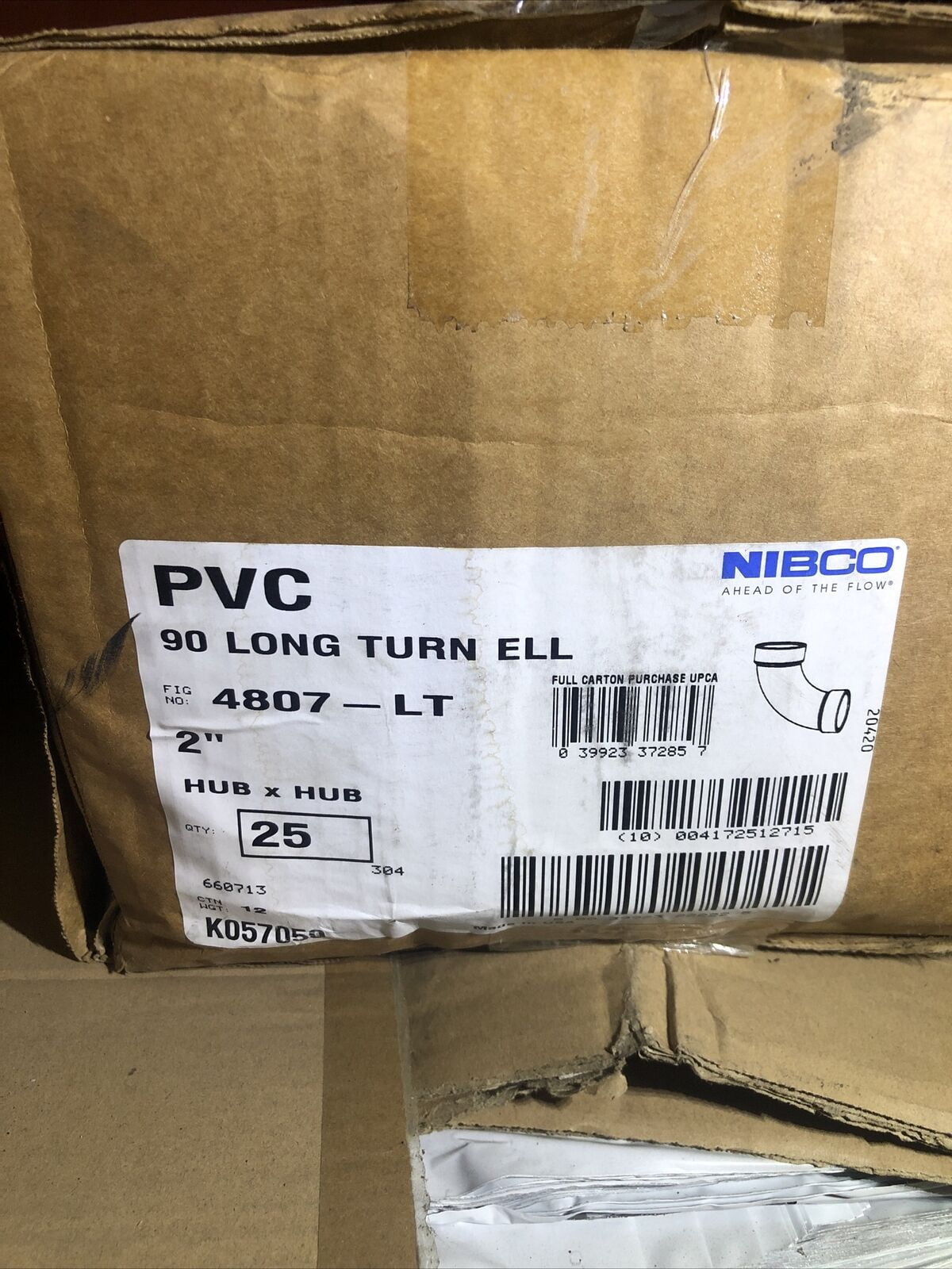 Nibco PVC DWV Pipe Fitting 90 Degree Elbow 2" 4807LT Case Of 25