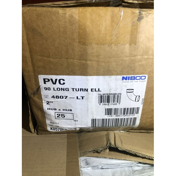 Nibco PVC DWV Pipe Fitting 90 Degree Elbow 2" 4807LT Case Of 25