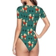 thumbnail image 4 of Daiia Cartoon Poodle Dog print Women's Crew Neck Short Sleeve Bodysuit Fashion Tops Fit Casual Basic Extender Bodysuit-XX-Large, 4 of 9