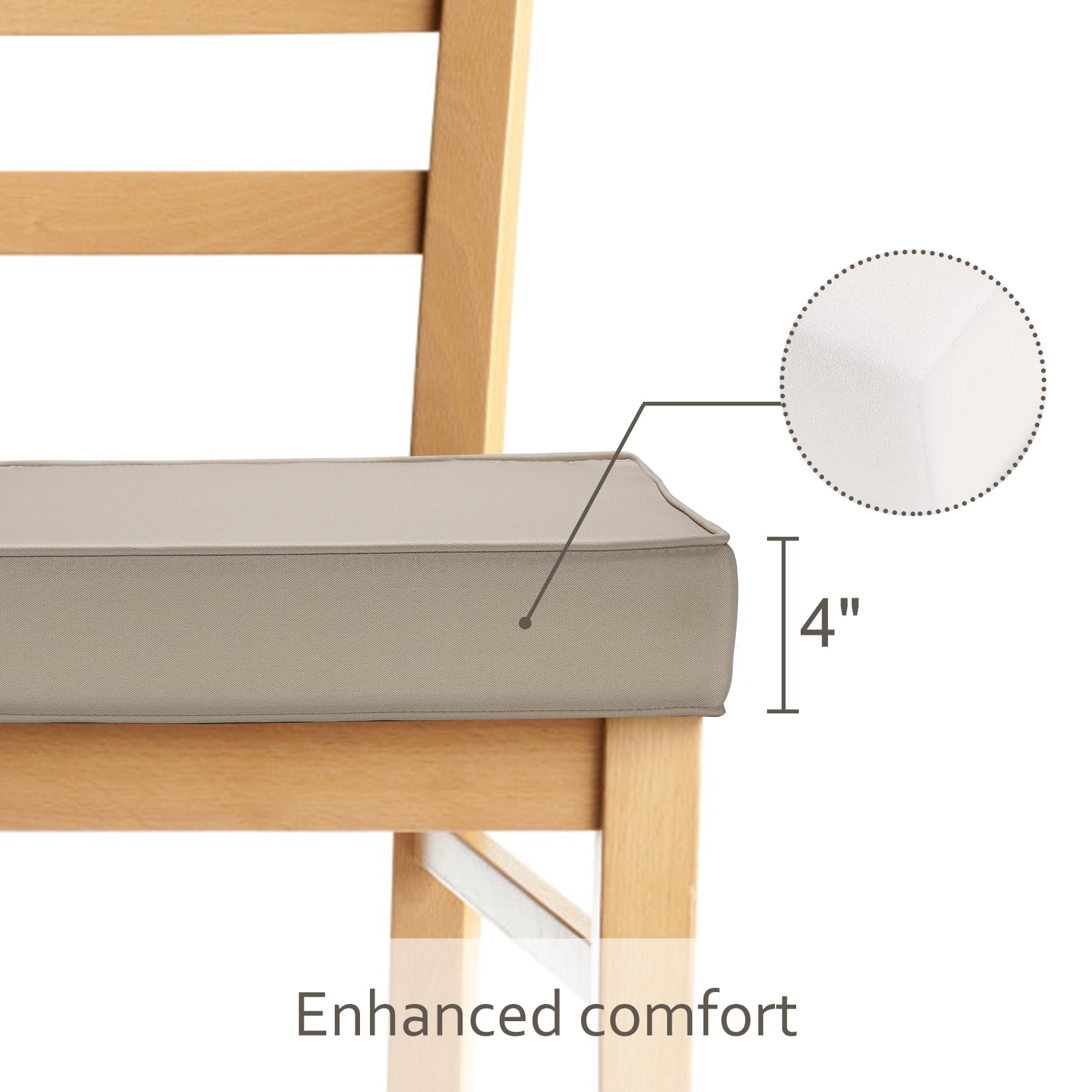 Patio Chair Cushions for Outdoor Furniture 19x19x4 Inch Set of 2, Waterproof Outdoor Seat Cushions, Garden Sofa Couch Thicked Chair Cushions with Ties