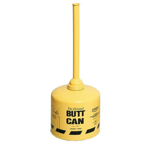 Eagle 1200YELLOW Yellow All Metal Galvanized Steel Original Butt Can, 5 gallon Capacity, 33" Height, 12" Diameter