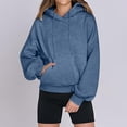 thumbnail image 4 of Plain Hoodies for Women 2025 Fall Winter Long Sleeve Basic Hooded Sweatshirt with Pockets Pullover Tops, 4 of 6