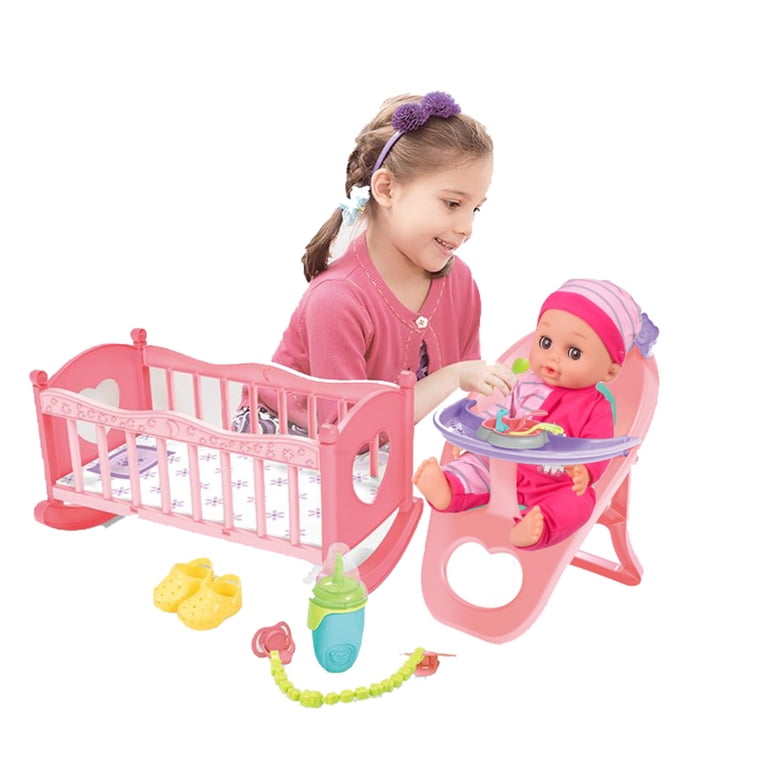 Baby Doll Toys Set 14 in whit 25 Pices with Doll, High Chair Seat