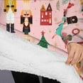 thumbnail image 3 of Oversized Wearable Blanket Hoodie,Pink Christmas Nutcracker Pattern Sherpa Blanket Hoodie with Super Pockets,Super Warm Fuzzy Pullover for Women & Men, 3 of 6