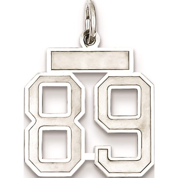 Sterling Silver Silver/Rhodium-Plated Satin Number 89 Charm (19 X 14) Made In United States qps89