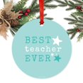 thumbnail image 2 of Round Metal Christmas Ornament, Best Teacher Ever, Includes Ribbon and Gift Bag, 2 of 2