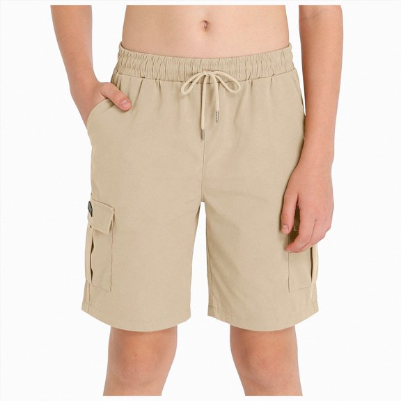 KPOPLK Boys Shorts Kids Athletic Shorts Teen Casual Summer Bermuda Shorts Drawstring Joggers with Pockets for 5-14Y White 11-12 Years