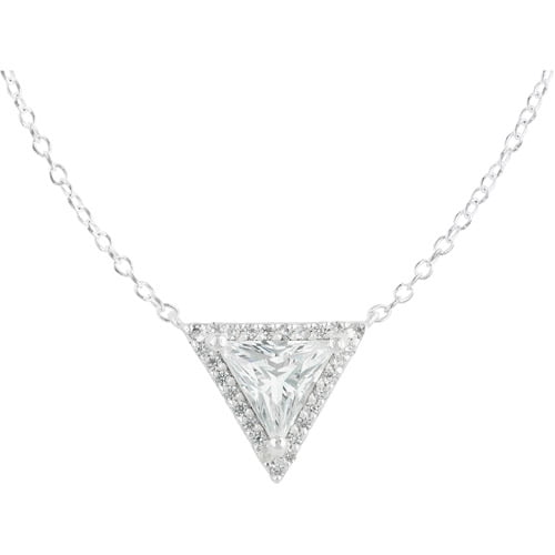 CZ Sterling Silver Triangle Pendant 