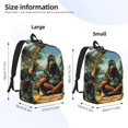 thumbnail image 3 of Picia Forest Meditating Gorilla Printed Canvas Daypack - Stylish and Durable Vintage Compact Backpack - Class, Work, Travel, or Laptop Bookbag,Organized Compartments-Small, 3 of 6