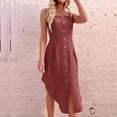 thumbnail image 2 of Plus Size Dresses Women Ladies Irregular Backless Linen Slip Dress With Stylish Design Plus Size Summer Dress Brick Red XL, 2 of 6