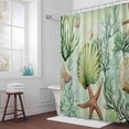 thumbnail image 3 of Ocean Seashell Bathroom Shower Curtain, Nautical Watercolor Sea Shell Starfish Seaweed Coral Waterproof Washable Soft Bath Curtain for Bathtub Decor with 12 Hooks&Grommet, 48x72 Inch, 3 of 9