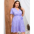 thumbnail image 2 of Plus Size Casual Summer Dress for Women  Wrap V Neck Ruffle Sleeve Smock  Mini Dress, 2 of 9