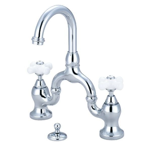 Kingston Brass KS7991PX English Country Bridge Bathroom Faucet with Brass Pop-up, Polished Chrome