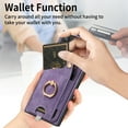 thumbnail image 4 of SaniMore for Samsung Galaxy S23 Ultra Case, Card Slots [Up to 2] Carabiner Finger Ring Stand Magnetic Car Mount PU Leather Skin Soft Shockproof TPU Anti-drop Anti-scratch Wallet Shell -Purple, 4 of 8