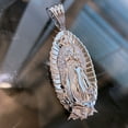 thumbnail image 4 of 925 Sterling Silver La Virgen De Guadalupe Holy Blessed Virgin Mary Oval Iced 9 Grams Charm Pendant 2" Inch, 4 of 9