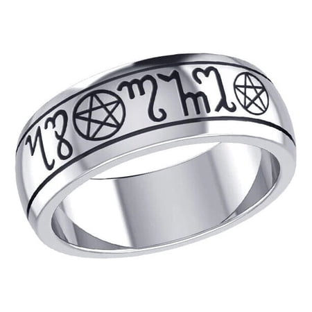 Pentacle Celtic Wiccan Handfasting Theban .925 Sterling Silver Ring Peter Stone