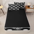 thumbnail image 4 of Homewish Skull Flowers Plaid Zipper Queen Comforter Set with Fitted Sheet and 2 Pillowcases,Gothic Halloween Zipper Bedding Set,Black White,Black Reversible,4pcs, 4 of 8