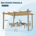 thumbnail image 6 of Petyee 10'x13' Outdoor Retractable Pergola with Canopy, Aluminum Pergola with Waterproof Canopy, Modern Outdoor Trellis for Patio Gardens, Wood-Grain Finish,Khaki canopy, 6 of 9