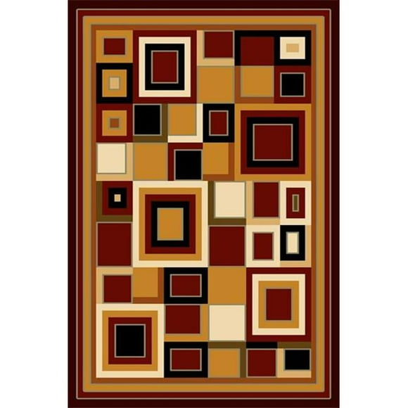 5 x 8 Gallery Machine Carved Area Rug - Black  Berber &amp; Burgundy