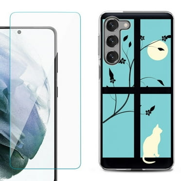 Shockproof Fashion Phone Case for Samsung Galaxy S23 5G, by OneToughShield ® - Moon/Cat
