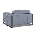 thumbnail image 6 of Mod Slate Blue Leather and Chrome Deco Accent Chair, 6 of 8