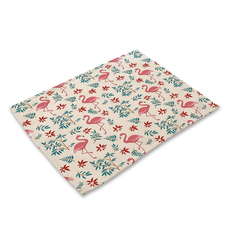Fashion Flamingo Flower Leaf Insulation Bowl Placemat Dining Table Mat Pad 