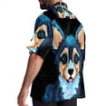 thumbnail image 3 of Pixel Dog Men's Short Sleeve Poplin Shirts, Casual Printed Button Down Tops for Summer Beach, Unisex with Spread Collar, 3 of 6