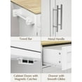 thumbnail image 3 of Kitchen Island with Storage, 31.5" D Rolling Kitchen Island Cart on Wheels with Widen Drop Leaf Rubberwood Top, Large Mobile Kitchen Island with Trash Can Storage and Towel Bar, White, 3 of 10