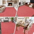 thumbnail image 5 of Area Rug for Living Room, Vintage Coral Red Non-Slip Indoor Large Carpet for Bedroom/Dining Room, Farmhouse Retro Solid Color Linen Texture Washable Low-Profile Rectangle Floor Runner Rugs - 5 x 8 Ft, 5 of 7